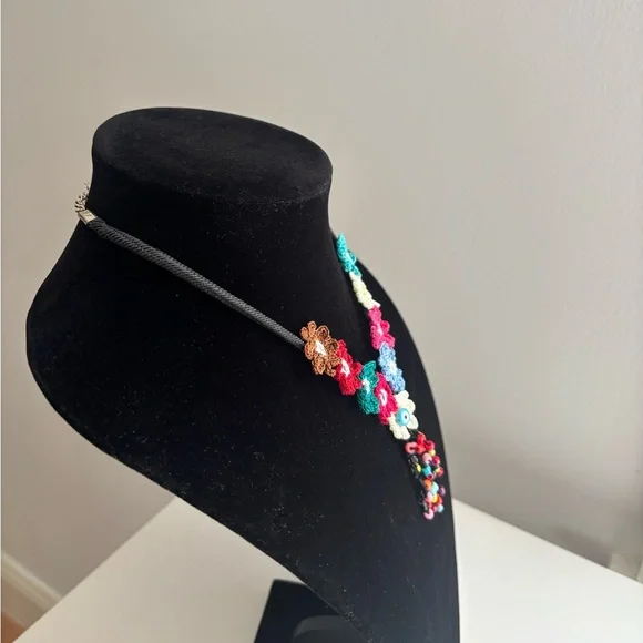 Colorful Crochet Flower Tassel Necklace - Picture 4 of 7